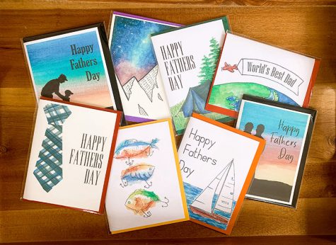 With carefully painted covers, sophomore Claire Poulter showcases some of her favorite greeting cards she made since she began her business. Poulter started Elizabeth Illustrations at the beginning of quarnatine because she had a lot of time on her hands and wanted to do something that she was passionate about.