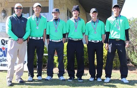 Boys golf took second place at Regionals and qualified to play at the State tournament. Pictured is Coach Cary Williams, Charles Kim (11), Jordan Sanders (12), Von Small (12), Justin Meredith (12) and Chase Esparza (12).