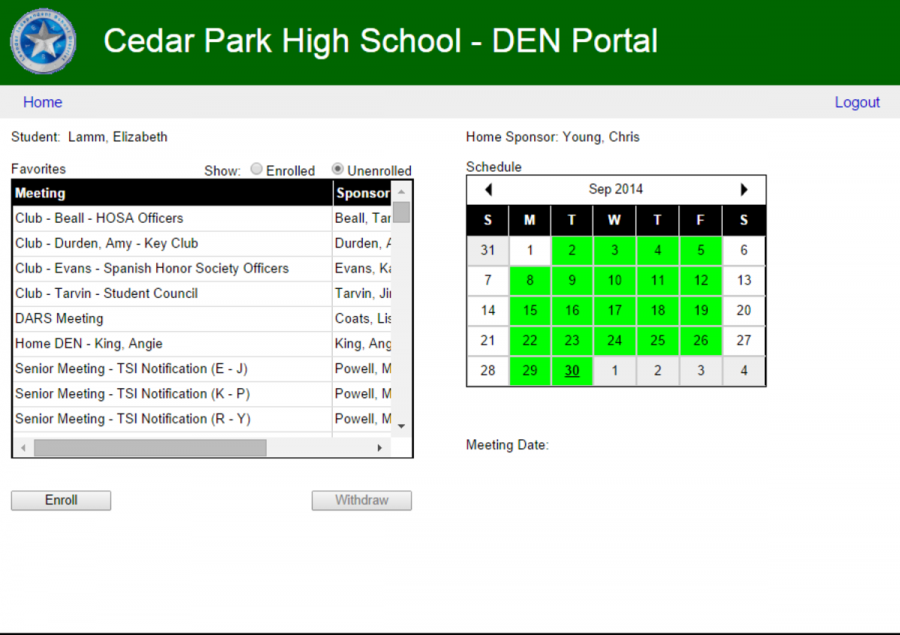 Your DEN portal is where you can change what DEN class you are in, save your favorite classes, and schedule future DEN classes.