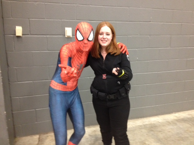 Junior Marian Herring poses with fellow cosplayer at Austin Comic Con. Many convention goers were dressed in Marvel costumes that day, Herrings and her friends included. “I cosplayed as Black Widow,” Herring said. “I also bought a Loki helmet keychain.” 
