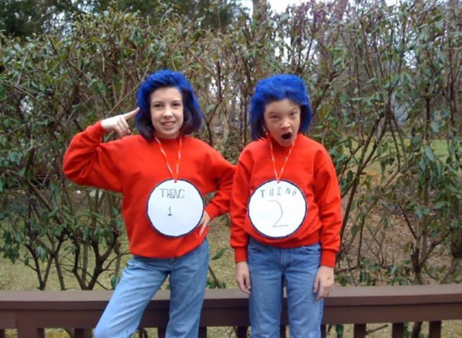 Senior Helen Vidrine poses with sophomore sister Amelia in this Halloween throwback.