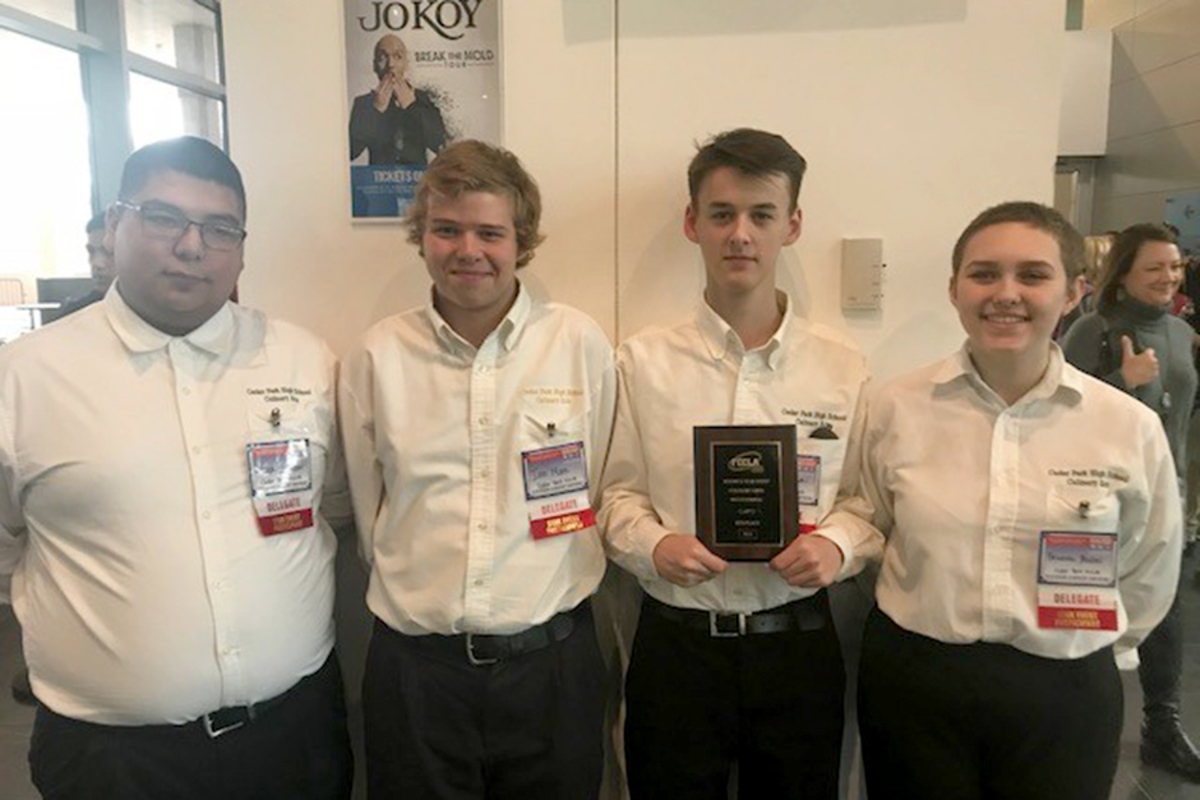 6th place Culinary Arts team: Ian Moon, Bradly Gibson, Joseph Salazar and Shae Mullins.
