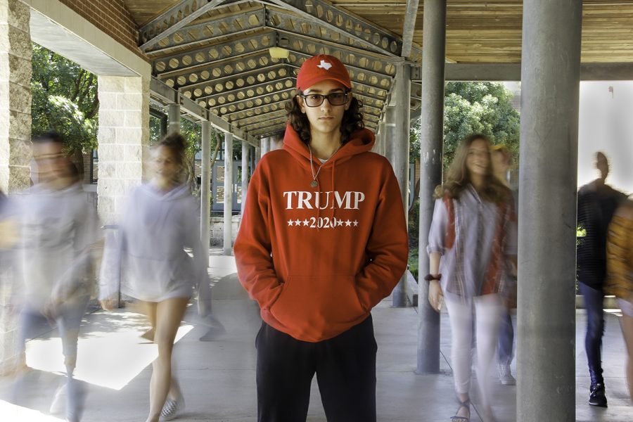 Freshman Stephen Barrick dresses to show his support for President Trump. “I know when I put it on in the morning that I’m going to get hated for it, and I kind of have to mentally prepare for it before I leave the house,” Barrick said. 