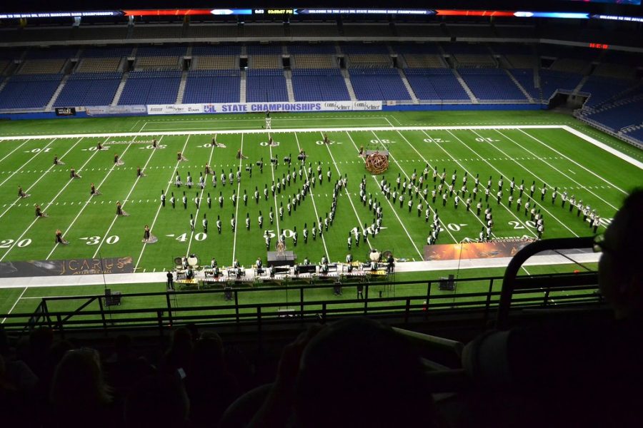 Filling the dome with sound, the Cedar Park High School band performs at the UIL State Championships. They won their third consecutive state championship on November 5. What an absolute joy it was to perform that show, junior Trumpet Khyla Ruskin said. Everyone was really locked in to doing all of the things, all of the way.