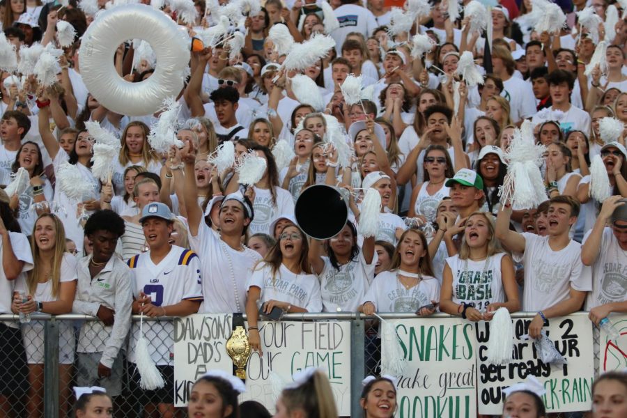 The Cedar Park student section gets hype as they cheer on their team in the first football game of the semester. The fall semester was very successful in many areas of the school. “We seem to take things that our kids are accomplishing for granted because they seem to be happening regularly here,” Principal John Sloan said.