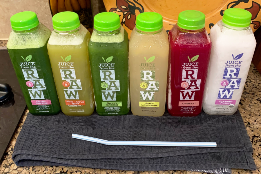 The+six+juices+each+day+%28from+left+to+right%29+consisted+of+Detox+Greens%2C+Pineapple+Apple+Mint%2C+Sweet+Greens%2C+Spicy+Lemonade%2C+UpBeet%21+and+Coconut+Fusion.+My+favorite+by+far+was+the+Spicy+Lemonade+because+it+tasted+just+like+regular+lemonade+but+with+a+little+spiced+kick.