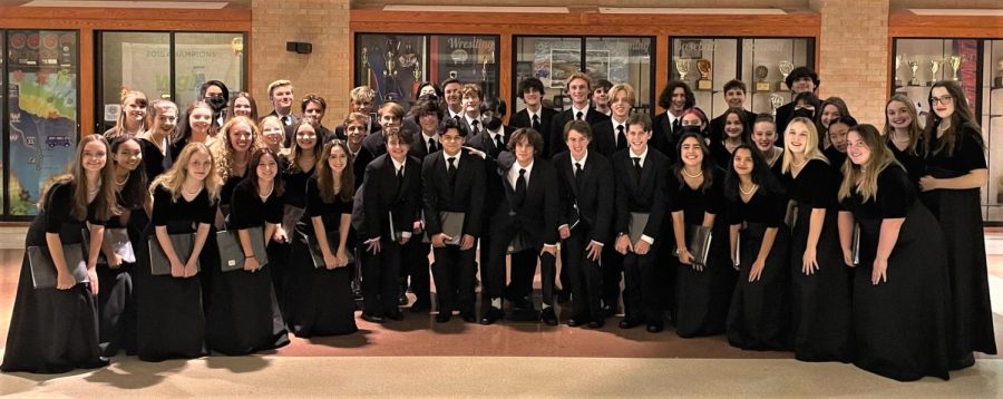 The+choir+students+smile+for+a+group+photo+at+Region+in+November.+The+choir+recently+participated+in+the+pre-area+auditions%2C+and+the+top+15+candidates+%2810+for+voice+parts+and+six+alternates%29+advanced+to+the+Area+auditions.+%E2%80%9CI+am+immensely+proud%2C%E2%80%9D+Assistant+Choir+Director+Victor+Torres+said.+%E2%80%9CI+am+so+proud+of+them.+We%E2%80%99ve+been+having+Sectionals+in+here+just+about+every+day.+The+kids+have+been+showing+up%2C+really+working+on+their+music.