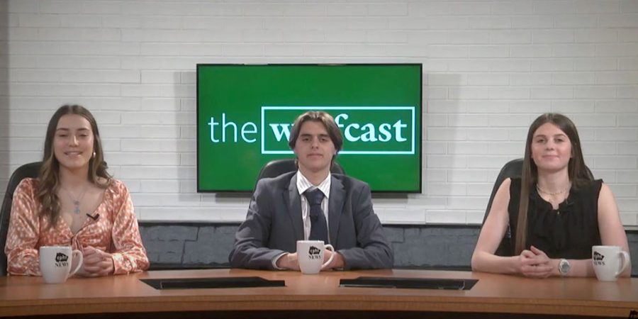 Juniors Abigail Martinez, Jack Polishook and Katie Whitmarsh report for a new episode of the Wolfcast. Being an anchor and seeing the show be produced everyday has taught me a lot, Martinez said. I enjoy being able to share the stories of CPHS to the community and representing the Wolfcast. It is important for my co-anchors and myself that we give the student body facts and unbiased opinions while also keeping the show entertaining.