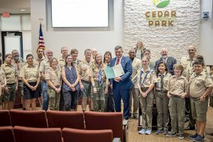 On Sept. 8, senior Kate Pape was given was recognized by the mayor of Cedar Park, Jim Penniman-Morin, for being the first female in the Cedar Park and Northshore district to earn the Eagle Scout rank. The mayor gave a speech at the Cedar Park City Hall and signed the award acknowledging the work she put in to achieve this goal in only three years, which is rarely done. “Scouts has made me more confident and comfortable when I’m in groups,” Pape said. “I am also more comfortable in taking the lead in the things that I do. It has also helped me with my independence, meaning I don’t mind doing things myself half the time.”