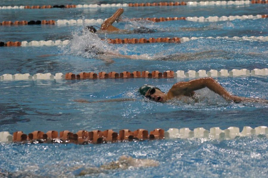 Trying+to+regain+strength+with+every+breath%2C+sophomore+Patrico+Salazar+competes+in+the+longest+event+in+UIL+high+school+swimming%2C+the+500-yard+freestyle.+For+the+fourth+meet+of+the+season%2C+the+swim+team+drove+to+The+University+of+Texas+where+they+participated+in+the+annual+AISD+invite.+Like+the+teams+times%2C+the+temperatures+outside+were+starting+to+drop.+Regardless+of+how+much+I+swam%2C+I+was+only+able+to+sustain+for+an+hour+of+practice%2C+Salazar+said.+Then+I+started+shivering+while+swimming+and+turning+purple+on+my+hands%2C+feet+and+pretty+much+all+around.%E2%80%9D