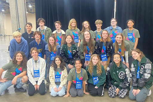 Posing for a photo, theater students of all skills and interests compete in Thespians at the Gaylord Texan Resort. Students competed in a wide variety of events through every aspect of the production process. “If you're not necessarily great at acting, you could sing or you could dance,” senior Alexis Adams said. “If you're not necessarily great at dancing, you could act, so it's inclusive for everybody.” (Photo Courtesy of CPHS Booster Club)