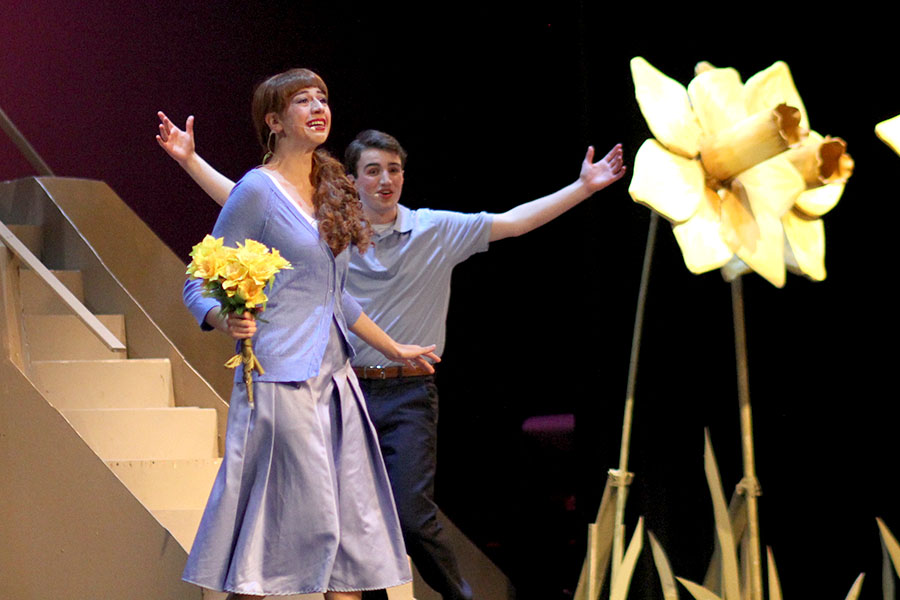 Taking center stage, junior and female lead Madi Cooper cuts off engagement with Edward Bloom, played by junior Aidan Cox. In the number “Daffodils,” Sandra Bloom leaves her marriage behind surrounded by a field named after the song.  “The show couldn’t have gone better,” Cooper said. “There was never a moment that any of us were not proud of. Everything went so perfectly and so many people told us after the show how beautiful and amazing they thought it was, and I’m really proud of myself and my co-stars. It was a really great night and we worked so hard on it so it was amazing to see it all pay off.”