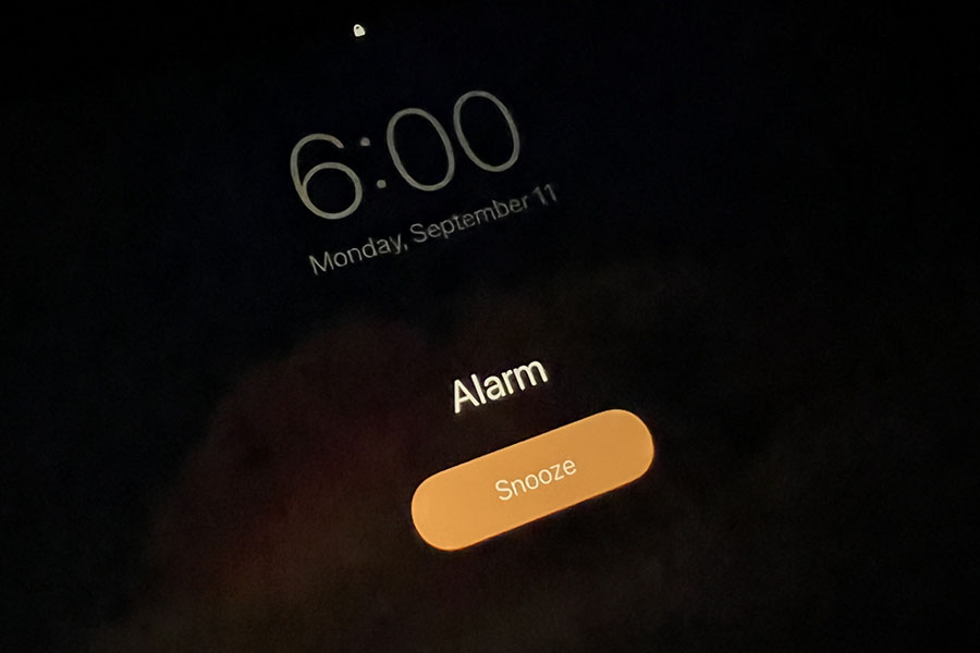 An alarm chimes out at 6 a.m on the first day of school. For some students, their least favorite part about school is how early they have to wake up. “I just was hoping it wouldn’t be as bad because I had to work this summer so I was kind of used to getting up early,” Ferguson said. “‘Maybe I’ll [get] used to it, but I’m not and I don’t want to get up.” 
Photo by Julia Seiden
