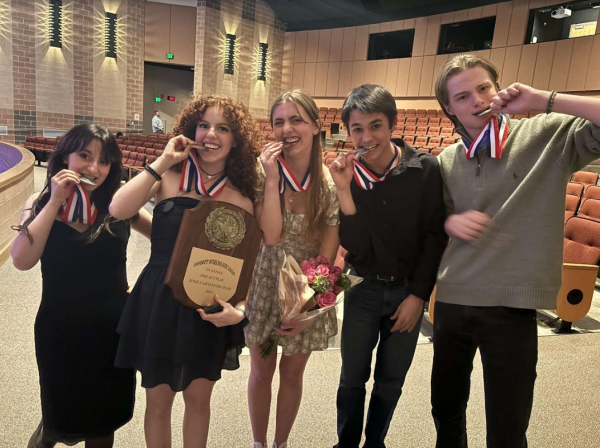 On March 20, the theatre program performed their UIL One Act play Frankenstein. “I could barely believe what I heard after [it was] announced that we were advancing,” freshman Zack Williams said. “It was crazy. Being one of the only freshmen in the show and also [being] a lead definitely put pressure on my shoulders. I knew that the only thing I could do was my best, but that was until I started to think what if my best was not enough? I was feeling like I could never amount to being what [everyone else] thought I was. Although, after hearing that announcement, I realized that maybe I have something going for me after all.”

Photo courtesy of Cayden Bartolo