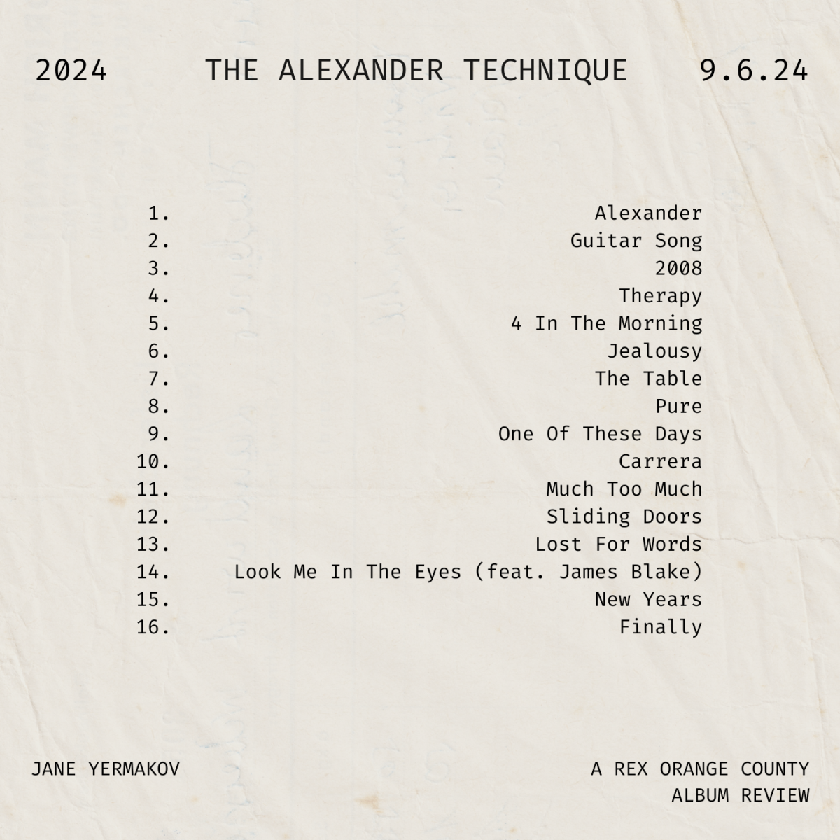 The album that rocked Jane’s world: “The Alexander Technique.”