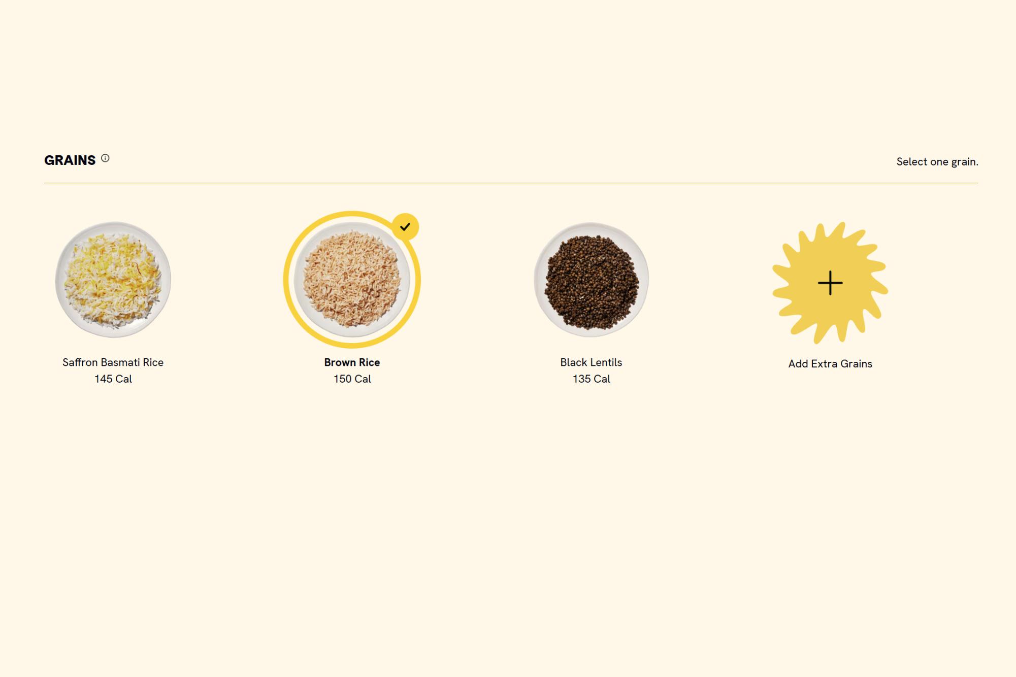 All of the “grains” options on CAVA’s website.