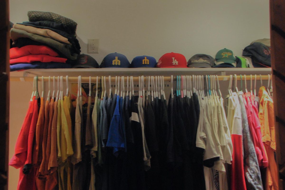 Senior Jett Mckinney stores all the clothes in his own room, with half of it stored in his closet along with his personal clothes, and the rest taking up space in his room.
 “There’s been times [when] there’s so much clothing stored here and it gets overwhelming, so I end up having to sleep somewhere else in the house,” Mckinney said. 