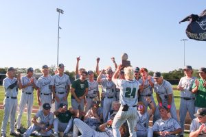 Holding up the bi-district champions trophy, junior shortstop Hudson Cuevas cheers alongside his team. The varsity baseball team played in the bi-district round of playoffs against the Boerne Greyhounds April 30-May 2, where they won Game 1 6-4, lost Game 2 2-1 and won the last game 5-2, allowing them to advance to area. “Honestly, [my favorite] big moment that wasn't even part of my moment was Dom's grand slam,” Cuevas said. “That was a big game changer in Game 1 of round one that ultimately helped us win that game and even move on. It set the tone for the games after and has really impacted and sparked this whole playoff run.” Photo by Allie Tseng